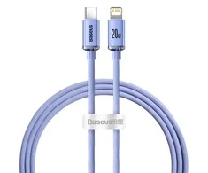 Baseus Crystal Shine USB-C – Lightning laidas 20W PD 1.2m – Violetinis