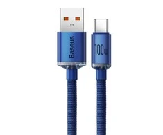 Baseus Crystal Shine kabelis USB - USB-C 100W 2m mėlynas