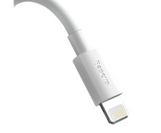 Baseus Simple Wisdom duomenų kabelio komplektas iš USB-C į Lightning PD 20W (2 Vnt), 1.5 m baltos spalvos