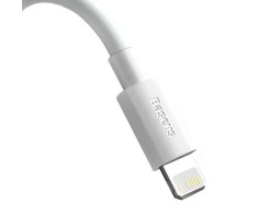 Baseus Simple Wisdom duomenų kabelio komplektas iš USB-C į Lightning PD 20W (2 Vnt), 1.5 m baltos spalvos