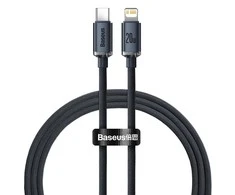 Baseus Crystal kabelis USB-C - Lightning 20W PD 1.2m - Juodas