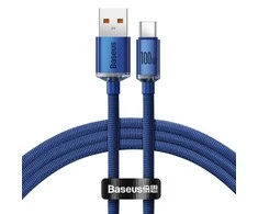 Baseus Crystal Shine kabelis USB - USB-C 5A 100W 1.2m mėlynas