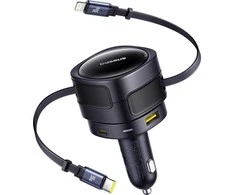 "Baseus PD" automobilinis įkroviklis 1x USB-C + USB-A prievadas 90W, juodas