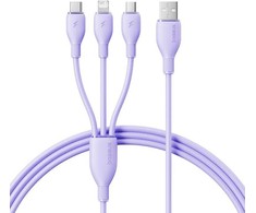 „Baseus“ itin greitas „vienas už tris“ greito įkrovimo kabelis USB-A iki M+L+C 3,5A 1,3 m ūkas Violetinė