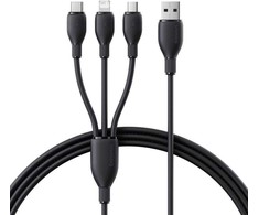 „Baseus“ itin greitas „vienas už tris“ greito įkrovimo kabelis USB-A iki M+L+C 3,5A 0,8 m Cosmic juodos spalvos