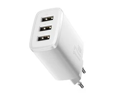 Baseus kompaktiškas greitas įkroviklis, 3x USB, 17W - baltas