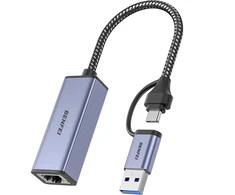 BENFEI adapter USB A USB C to RJ45 USB 3.0 pilka