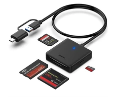 BENFEI card reader 4 in 1 USB-C USB-A 3.0 for SD Micro SD MS CF juodas