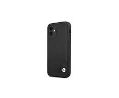 BMW BMHCP12MRCDPK Apple iPhone 12 / 12 Pro 6,1″ juodos spalvos kietas dėklas Leather Deboss