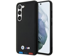BMW Leather Textured &amp; Stripe - dėklas skirtas Samsung Galaxy S23 Juodas