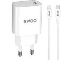 BWOO 20 W sieninis įkroviklis CDA159 su kabeliu iš USB-C į Lightning
