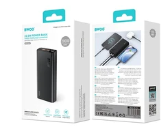 BWOO Power bank 22,5W, 20000 mAh su wyświetlaczem LCD, juoda