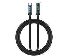 BWOO USB-C - USB-C cable 1m 60W with LED ekranas, braided, juodas