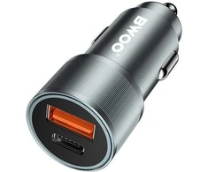 Įkroviklis automobilinis Bwoo (CC73) (1xUSB; 1xUSB-C; 38W) juodas
