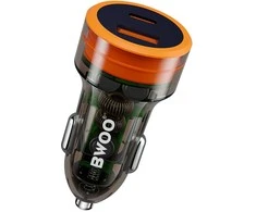 BWOO 38W greitas skaidrus automobilinis įkroviklis BO-CC85 QC 18W + PD 20W