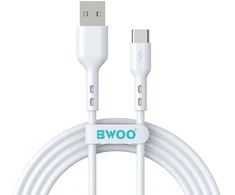 BWOO 3A kabelis BO-X172C USB-A į USB-C 1 m, baltas