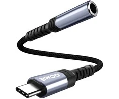 Oem BWOO garso adapterio kabelis BZ47 aux 3,5 mm į USB-C juodas