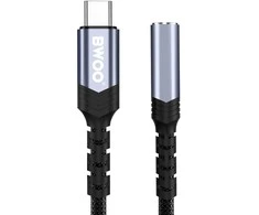 Oem BWOO garso adapterio kabelis BZ47 aux 3,5 mm į USB-C juodas