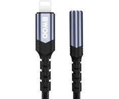 BWOO garso adapterio kabelis BZ48 aux 3,5 mm į žaibolaidį juodas