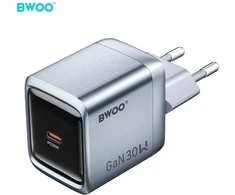 BWOO BO-CDA236 GaN wall charger 1xUSB-C 3A PD 30W pilkas with PPS