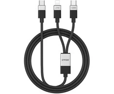 Usams BWOO Pintas "2-in-1" kabelis USB-C - USB-C ir "Lightning" 1 m 100W27W juodas