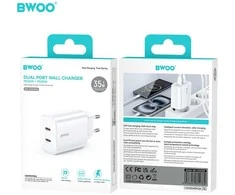 BWOO CDA206 PD 35W sieninis įkroviklis su 1 USB-C prievadu, baltas