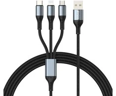 BWOO greitas 3 in 1 USB 3A įkrovimo kabelis X274