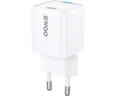 BWOO GaN PD sieninis įkroviklis 1x USB-C prievadas 1A 30W, baltas