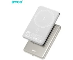 BWOO P79 ultracienki powerbank 5000mAh su ładowaniem magnetycznym šviesiai pilka