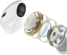 BWOO laidinės 3,5 mm stereofoninės ausinės, baltos spalvos