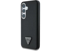 Cg Mobile Sas Dėklas Guess Grained Triangle Logo MagSafe do Samsung Galaxy S25 juoda
