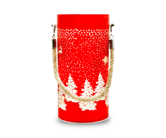 Kalėdinis stiklas Lantern FCL-10 raudonai auksinis L Forever Light
