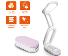 Lamex Collapsable LED desk Lamp 10W, 3000/4500/6000K, 1200mAh, pink, LTC