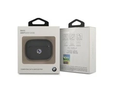 Apple AirPods Pro BMW Cover Geniune Leather Sidabrinis Logo (BMAPSSLNA) ausinių dėklas mėlynos spalvos