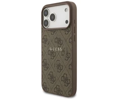 GUESS dėklas, skirtas IPHONE 17 Pro Max, suderinamas su MagSafe GUHMP17XG4GFRW (PU 4G Ring Classic Logo) rudas