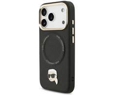 Karl Lagerfeld Big Strap Karl Metal Logo MagSafe dėklas skirtas Apple iPhone 17 Pro Juodas
