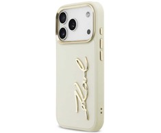 Karl Lagerfeld Karl Script Logo Dėklas skirtas Apple iPhone 17 Pro rusvai gelsvas