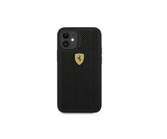 Ferrari FESPEHCP12LBK Apple iPhone 12 Pro Max 6,7″ juodos spalvos kietas dėklas On Track Perforated