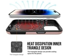 "Vmax" trikampio formos dėklas iPhone 16 6,1 rožinio aukso spalvos