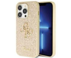 Guess GUHCP14LHG4SGD Apple iPhone 14 Pro 6.1″ auksinis kietas dėklas Glitter Script Big 4G