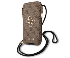 „Guess 4G Big Metal Logo Pouch“ – telefono dėklas, dydis max 6,7 colio (ruda)