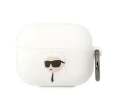 Apple AirPods Pro Karl Lagerfeld silikoninis Karl Head 3D (KLAPRUNIKH) ausinių dėklas baltos spalvos