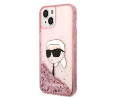 Karl Lagerfeld dėklas, skirtas iPhone 14 Plus 6,7 KLHCP14MLNCHCP rožinis kietas dėklas, skirtas Liquid Glitter NFT Choupette Head