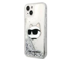 Apple iPhone 14 Pro Karl Lagerfeld dėklas Glitter Choupette Head (KLHCP14LLNCHCS) sidabrinės spalvos