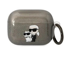 Apple AirPods Pro Karl Lagerfeld Gliter Karl&amp;Choupette (KLAPHNKCTGK) ausinių dėklas juodos spalvos