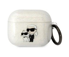 Apple AirPods 3 Karl Lagerfeld Gliter Karl&amp;Choupette (KLA3HNKCTGT) ausinių dėklas skaidrus