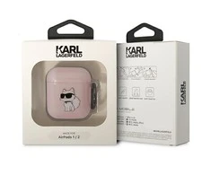 Apple AirPods Karl Lagerfeld Ikonik Choupette (KLA2HNCHTCP) ausinių dėklas rožinės spalvos