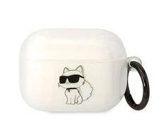 Dėklas Karl Lagerfeld Karlo Lagerfeldo etapai, skirti Airpods Pro KLAPHNCHTCT baltai Ikonik Choupette