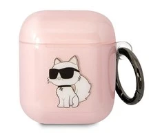 Apple AirPods Karl Lagerfeld Ikonik Choupette (KLA2HNCHTCP) ausinių dėklas rožinės spalvos