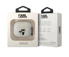 Apple AirPods 3 Karl Lagerfeld Gliter Karl&amp;Choupette (KLA3HNKCTGT) ausinių dėklas skaidrus